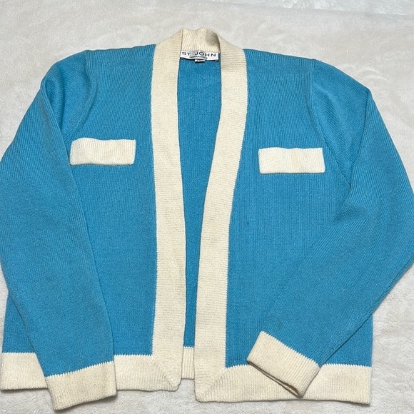 St. John Sweaters - Vintage ST John Cardigan Robin Blue Sz M
